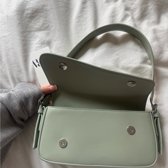 Zara Green Geometric Flap Shoulder Bag - Picture 3 of 7